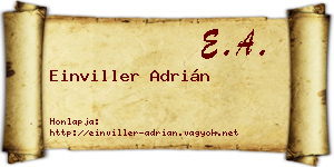 Einviller Adrián névjegykártya